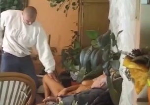 Delightful female is giving a head for her grandpa